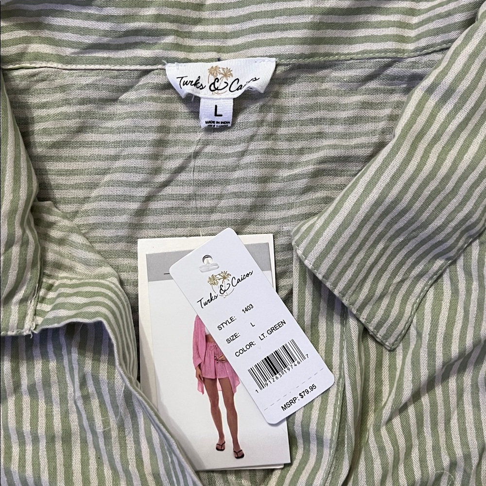NWT Turks & Caicos green & white striped 2 -Piece beach lounge set sz L